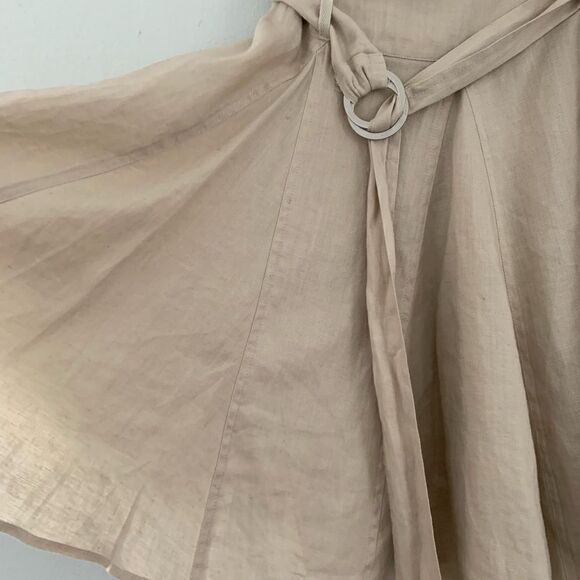 Soft Surroundings 100% linen belted pleated flare knee length skirt size petiteM - Picture 4 of 8